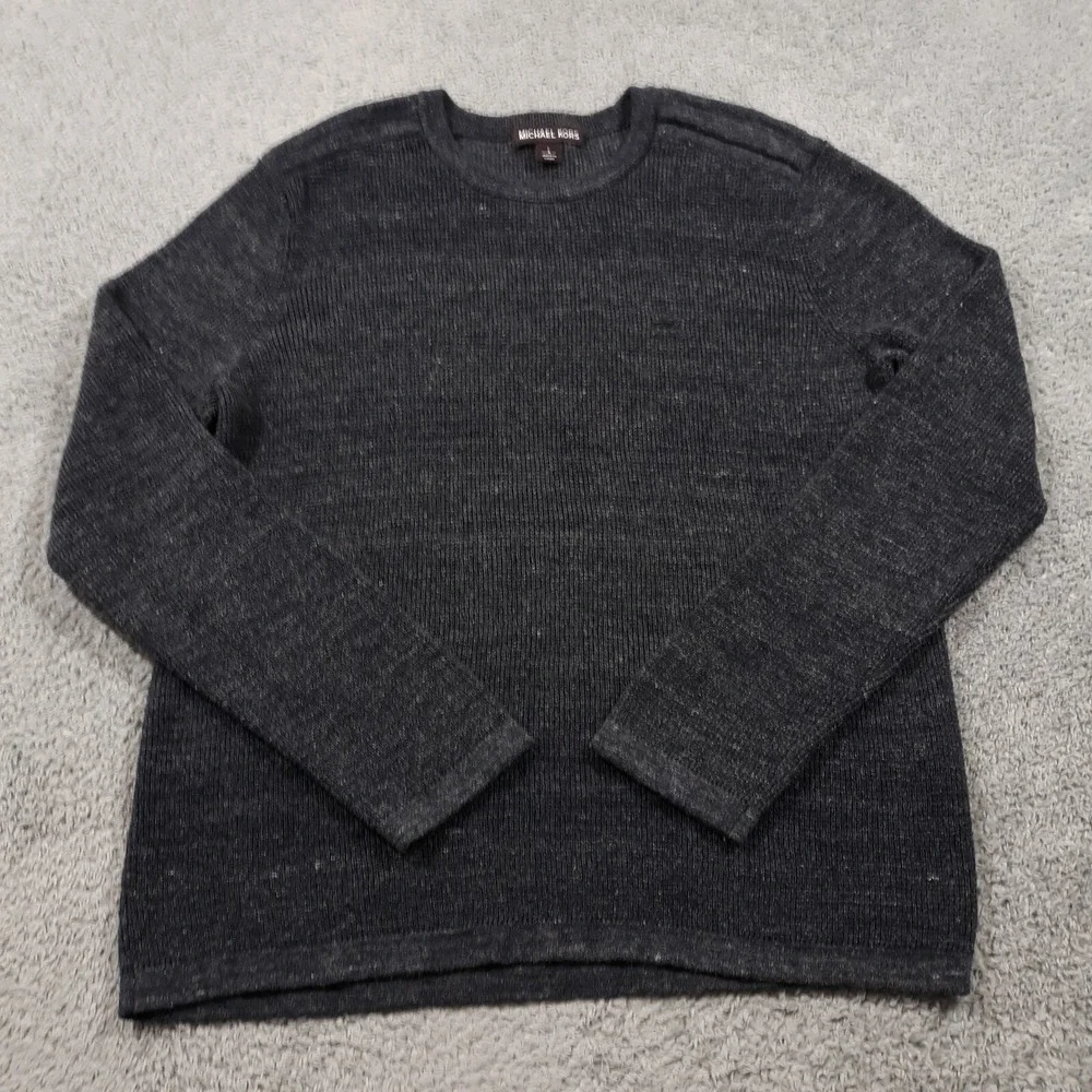 Michael Kors Sweater Pullover Cotton Wool Blend Blue Gray Mens Large